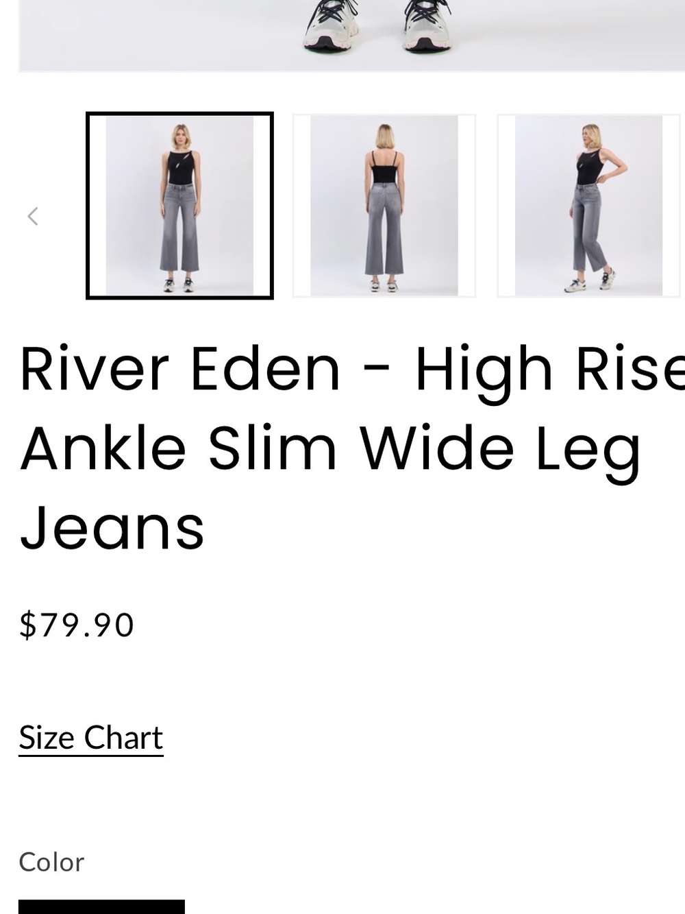 High-Rise Gray Wide-Leg Women's Jeans - Picture 2 of 7